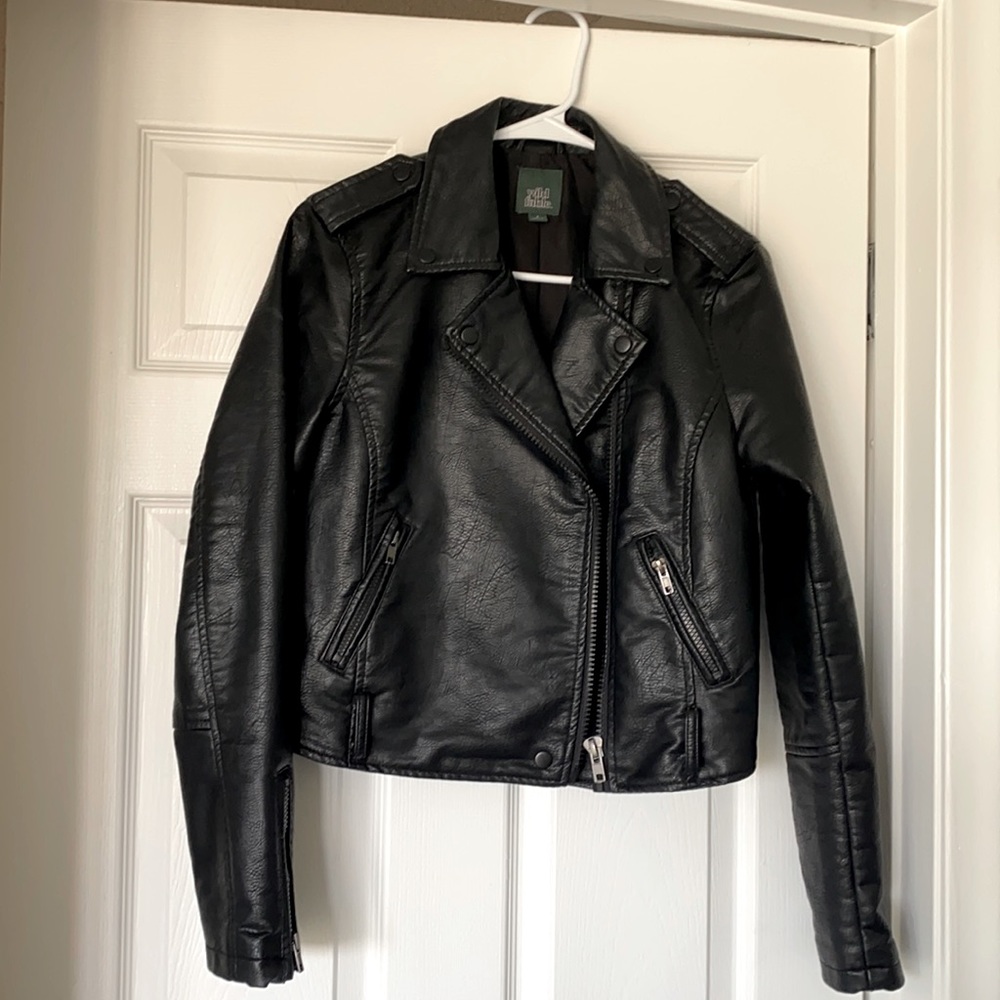 Wild Fable Faux Leather Moto Jacket, S, Black